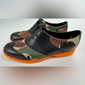Biion NWT Black Camo Oxford Spikeless Wingtip Rubber Golf Shoes Mens US 11 EU 45